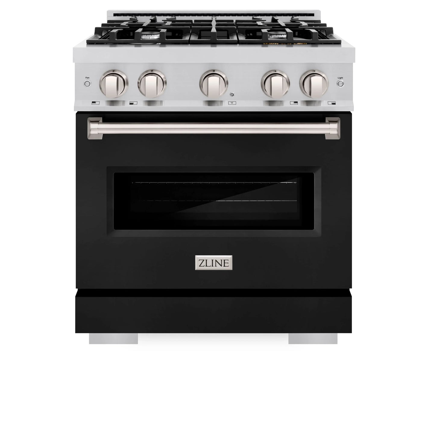 ZLINE 30" 4.2 cu. ft. Classic Dual Fuel Range with 4 Burners in Stainless Steel with Black Matte Door, CDR-BLM-30