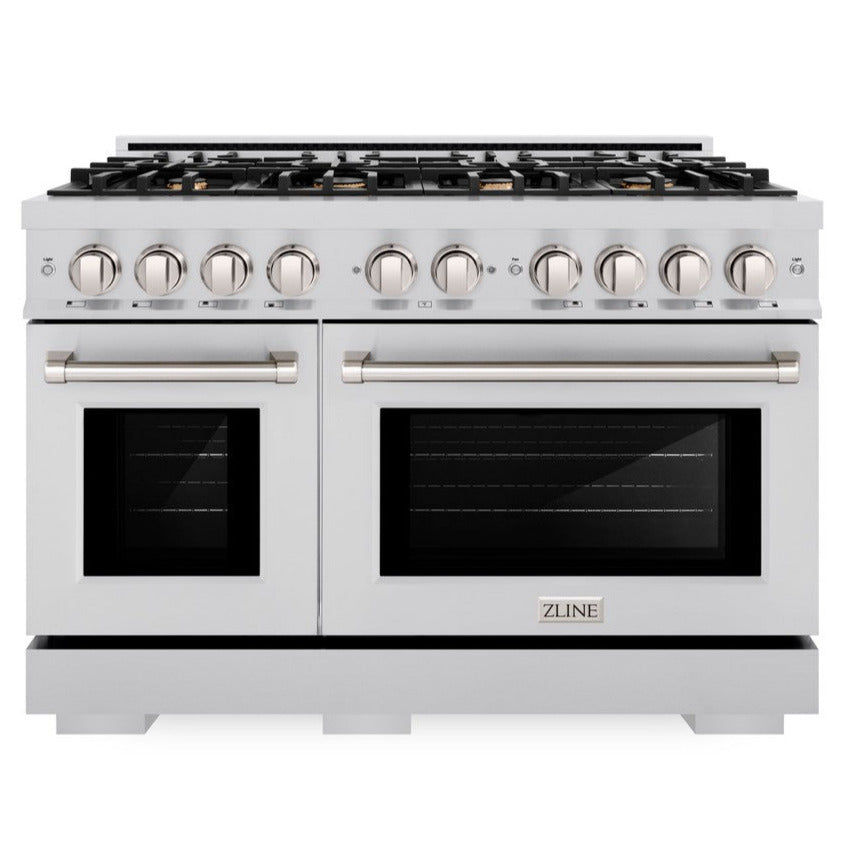 ZLINE 48" 6.7 cu. ft. Select Double Oven Dual Fuel Range in Stainless Steel with 8 Brass Burners, HDR-BR-48