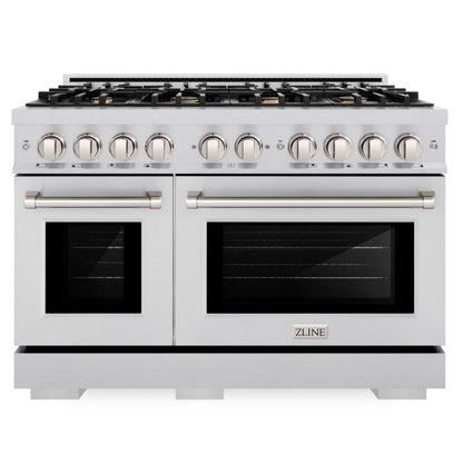 ZLINE 48" 6.7 cu. ft. Select Double Oven Dual Fuel Range in Stainless Steel with 8 Brass Burners, HDR-BR-48
