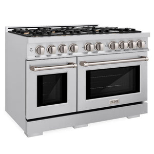 ZLINE 48" 6.7 cu. ft. Select Double Oven Dual Fuel Range in Stainless Steel with 8 Brass Burners, HDR-BR-48