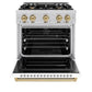 ZLINE Autograph 30" 4.2 cu. ft. Classic Dual Fuel Range with 4 Burners in Stainless Steel with White Matte Door and Champagne Bronze Accents, CDRZ-WM-30-CB