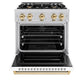 ZLINE Autograph 30" 4.2 cu. ft. Classic Dual Fuel Range with 4 Burners in Stainless Steel with White Matte Door and Polished Gold Accents, CDRZ-WM-30-G