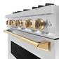 ZLINE Autograph 30" 4.2 cu. ft. Classic Dual Fuel Range with 4 Burners in Stainless Steel with Polished Gold Accents, CDRZ-30-G