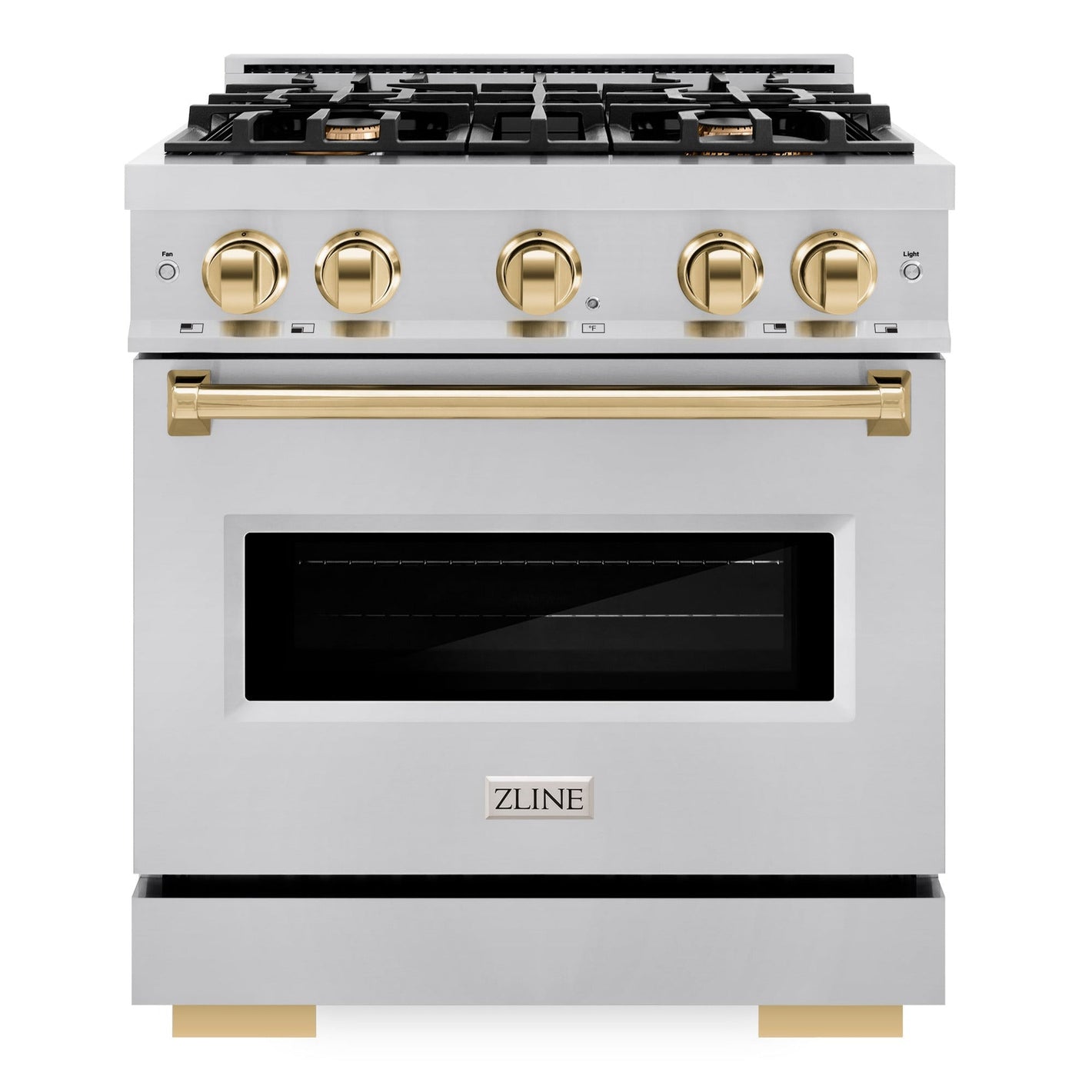 ZLINE Autograph 30" 4.2 cu. ft. Classic Dual Fuel Range with 4 Burners in Stainless Steel with Polished Gold Accents, CDRZ-30-G