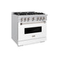 ZLINE 36" 5.2 cu. ft. Classic Dual Fuel Range with 6 Burners in Stainless Steel with White Matte Door, CDR-WM-36