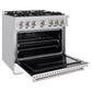 ZLINE 36" 5.2 cu. ft. Classic Dual Fuel Range with 6 Burners in Stainless Steel with White Matte Door, CDR-WM-36