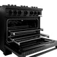 ZLINE 36" 5.2 cu. ft. Classic Gas Range with 6 Brass Burners in Black Stainless Steel, CGRB-BR-36