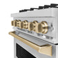 ZLINE Autograph 30" 4.2 cu. ft. Classic Gas Range with 4 Burners in Stainless Steel and Champagne Bronze Accents, CGRZ-30-CB