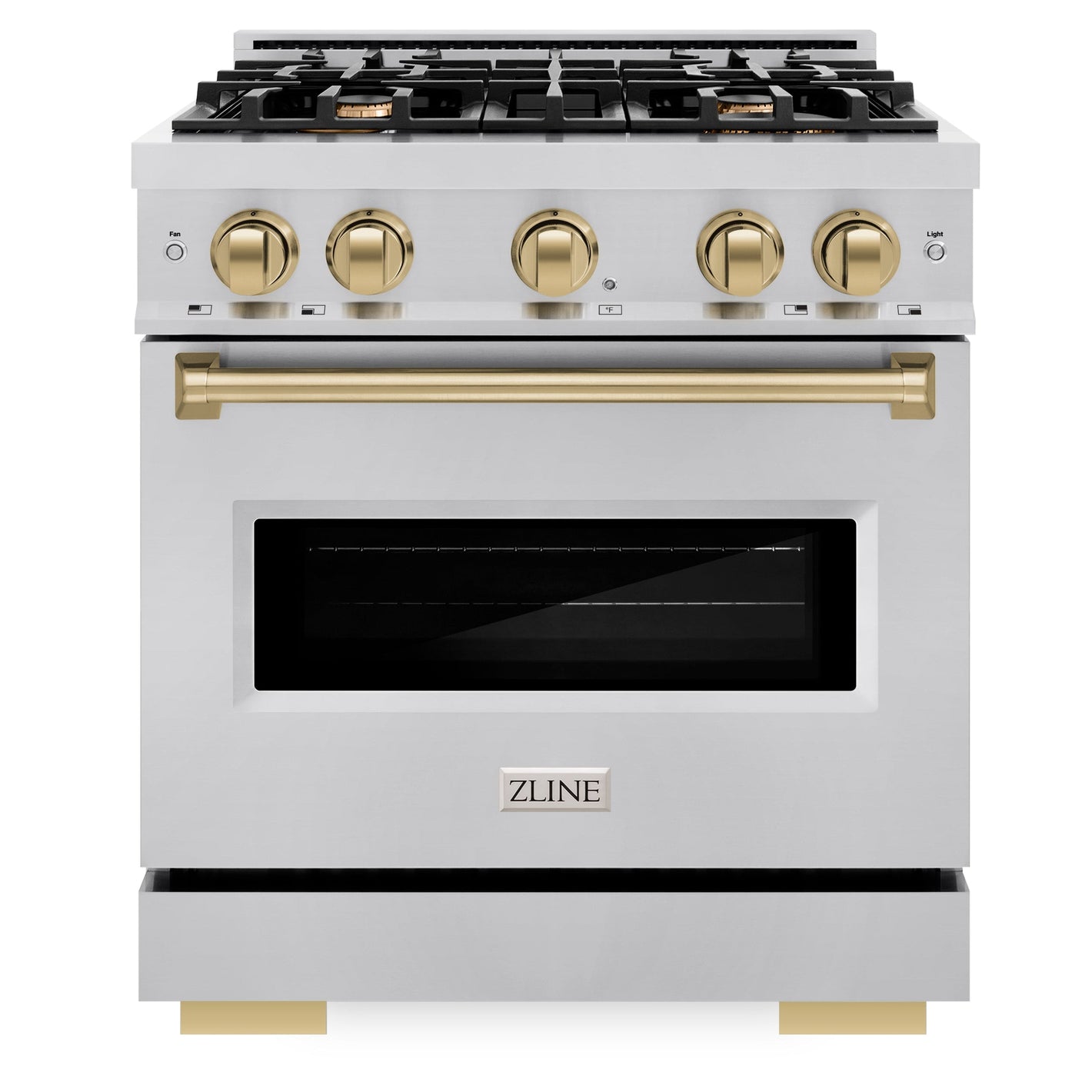 ZLINE Autograph 30" 4.2 cu. ft. Classic Gas Range with 4 Burners in Stainless Steel and Champagne Bronze Accents, CGRZ-30-CB