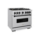 ZLINE Autograph 36" 5.2 cu. ft. Classic Gas Range with 6 Burners in Stainless Steel and Matte Black Accents, CGRZ-36-MB