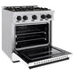 ZLINE Autograph 30" 4.2 cu. ft. Classic Gas Range with 4 Burners in Stainless Steel with White Matte Door and Matte Black Accents, CGRZ-WM-30-MB