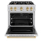 ZLINE Autograph 30" 4.2 cu. ft. Classic Gas Range with 4 Burners in Stainless Steel and Polished Gold Accents, CGRZ-30-G