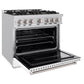 ZLINE 36" 5.2 cu. ft. Classic Gas Range with 6 Burners in Stainless Steel with White Matte Door, CGR-WM-36