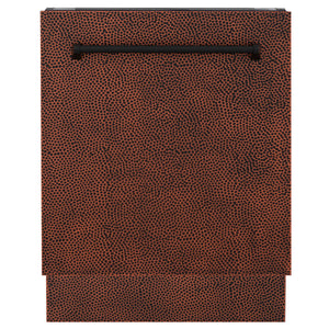 ZLINE 24 in. Top Control Tall Dishwasher in Hand Hammered Copper with 3rd Rack, DWV-HH-24