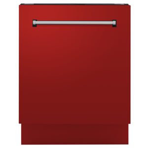 ZLINE 24 in. Top Control Tall Dishwasher in Red Matte with 3rd Rack, DWV-RM-24