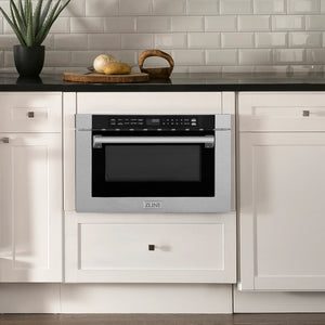 ZLINE 24" 1.2 cu. ft. Built-in Microwave Drawer with a Traditional Handle in Satin Stainless Steel, MWD-1-SS-H