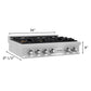 ZLINE 36" Legacy Gas Rangetop with 6 Brass Burners and Porcelain Cooktop in Satin Stainless Steel, RTS-BR-36