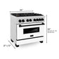 ZLINE Autograph 36" 4.6 cu. ft. Legacy Dual Fuel Range with 6 Burner Gas Cooktop and Electric Convection Oven in Satin Stainless Steel with White Matte Door and Matte Black Accents, RASZ-WM-36-MB