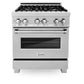 ZLINE 30" 4.0 cu. ft. Legacy Dual Fuel Range with 4 Burner Gas Cooktop and Electric Convection Oven in Satin Stainless Steel with Griddle, RAS-SN-GR-30