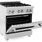 ZLINE 30" 4.0 cu. ft. Legacy Dual Fuel Range with 4 Burner Gas Cooktop and Electric Convection Oven in Satin Stainless Steel, RAS-SN-30