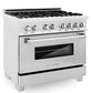 ZLINE 36 in. Kitchen Appliance Package with Satin Stainless Steel Stainless Dual Fuel Range, Ducted Vent Range Hood and Tall Tub Dishwasher, 3KP-RASRH36-DWV