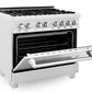 ZLINE 36 in. Kitchen Appliance Package with Satin Stainless Steel Stainless Dual Fuel Range, Ducted Vent Range Hood and Tall Tub Dishwasher, 3KP-RASRH36-DWV