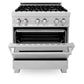 ZLINE 30" 4.0 cu. ft. Legacy Dual Fuel Range with Gas Cooktop and Electric Convection Oven in Satin Stainless Steel with 4 Brass Burners, RAS-SN-BR-30