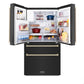ZLINE 36 In. Autograph Refrigerator with Water and Ice Dispenser in Black with Gold Handles, RFMZ-W-36-BS-G