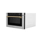 ZLINE Autograph 24" 1.2 cu. ft. Built-in Microwave Drawer with a Traditional Handle in Satin Stainless Steel and Champagne Bronze Accents, MWDZ-1-SS-H-CB