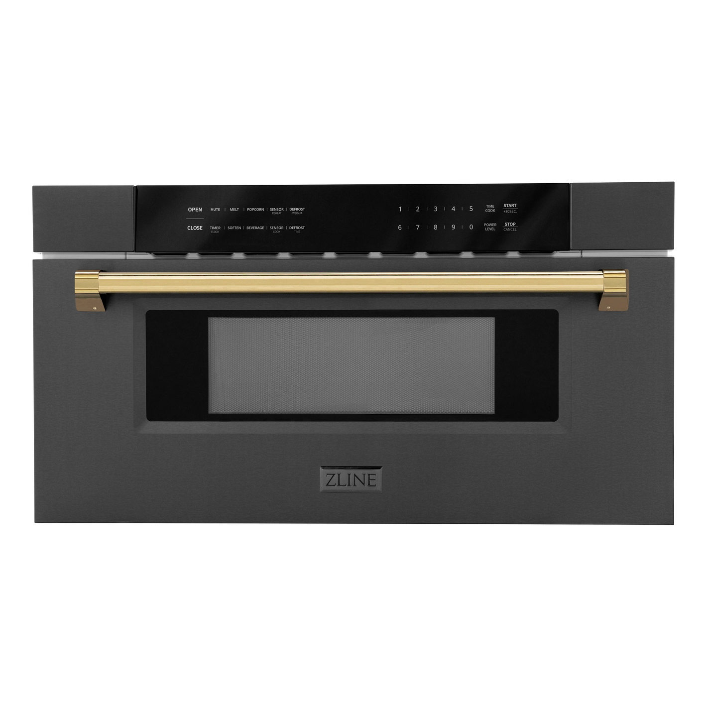 ZLINE Autograph 30 In. 1.2 cu. ft. Built-In Microwave Drawer In Black Stainless Steel with Gold Accents, MWDZ-30-BS-G
