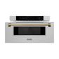 ZLINE Autograph 30" 1.2 cu. ft. Built-In Microwave Drawer in Satin Stainless Steel with Champagne Bronze Accents, MWDZ-30-SS-CB