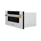 ZLINE Autograph 30" 1.2 cu. ft. Built-In Microwave Drawer in Satin Stainless Steel with Champagne Bronze Accents, MWDZ-30-SS-CB