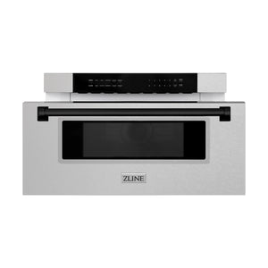 ZLINE Autograph 30" 1.2 cu. ft. Built-In Microwave Drawer in Satin Stainless Steel with Matte Black Accents, MWDZ-30-SS-MB