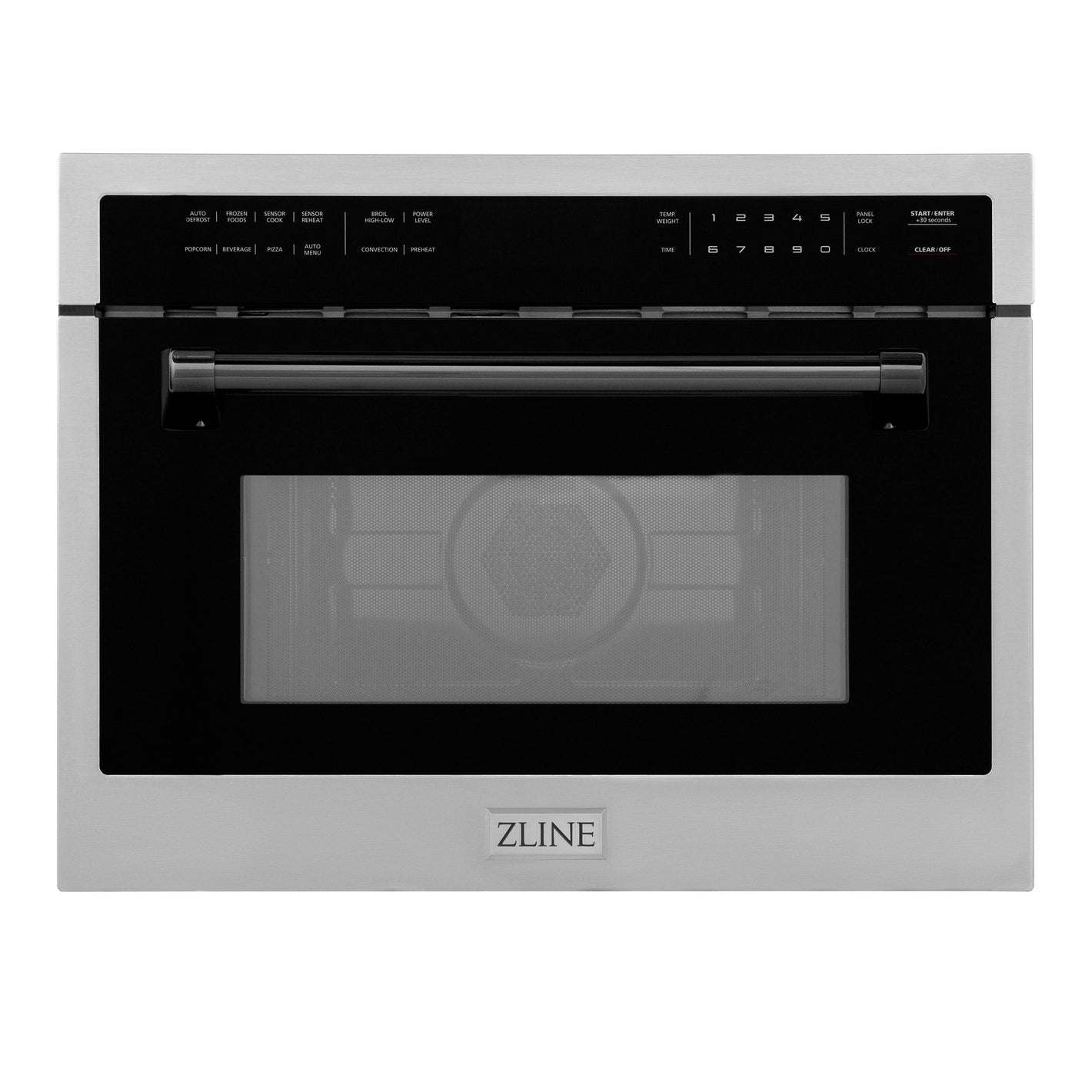 ZLINE Autograph 24" 1.6 cu ft. Built-in Convection Microwave Oven in Satin Stainless Steel with Matte Black Accents, MWOZ-24-SS-MB
