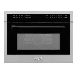 ZLINE Autograph 24" Built-in Convection Microwave Oven in Stainless Steel and Matte Black Accents, MWOZ-24-MB