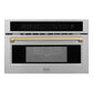 ZLINE Autograph Bronze Package - 48" Rangetop, 48" Range Hood, Dishwasher, Built-In Refrigerator, Microwave Oven, Wall Oven