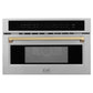 ZLINE Autograph 30" 1.6 cu ft. Built-in Convection Microwave Oven in Satin Stainless Steel and Champagne Bronze Accents, MWOZ-30-SS-CB