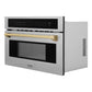 ZLINE Autograph 30" 1.6 cu ft. Built-in Convection Microwave Oven in Satin Stainless Steel and Champagne Bronze Accents, MWOZ-30-SS-CB