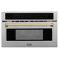 ZLINE Autograph 30" 1.6 cu ft. Built-in Convection Microwave Oven in Satin Stainless Steel and Polished Gold Accents, MWOZ-30-SS-G