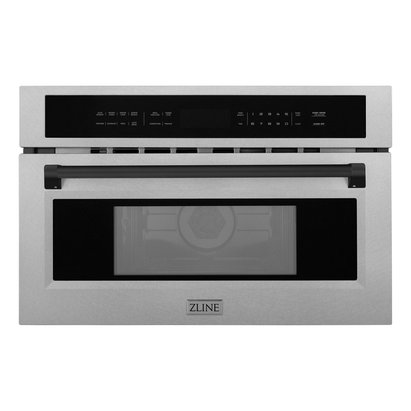 ZLINE Autograph 30" 1.6 cu ft. Built-in Convection Microwave Oven in Satin Stainless Steel and Matte Black Accents, MWOZ-30-SS-MB