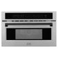 ZLINE Autograph 30" 1.6 cu ft. Built-in Convection Microwave Oven in Satin Stainless Steel and Matte Black Accents, MWOZ-30-SS-MB