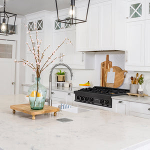 ZLINE 36 in. Rangetop with 6 Gas Brass Burners in Black Stainless Steel, RTB-BR-36