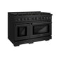 ZLINE 48" 6.7 cu. ft. Paramount Double Oven Dual Fuel Range in Black Stainless Steel with 8 Brass Burners, SDRB-BR-48