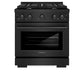 ZLINE Appliance Package - 30 In. Gas Range with Brass Burners, Microwave Oven, Range Hood in Black Stainless Steel, 3KP-SGRBRHMWO-30