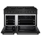 ZLINE Kitchen Appliance Package - 48 In. Gas Range with Brass Burners, Range Hood and Microwave Oven in Black Stainless Steel, 3KP-SGRBRHMWO-48