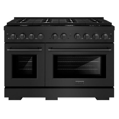ZLINE 48" 6.7 cu. ft. Paramount Double Oven Dual Fuel Range with 8 Burners in Black Stainless Steel, SDRB-48