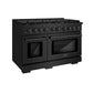 ZLINE Appliance Package - 48 in. Gas Range, Range Hood, Dishwasher in Black, 3KP-SGRBRH48-DW