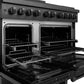 ZLINE Appliance Package - 48" Gas Range, Range Hood, 36" Refrigerator with Ice Maker, 24" Microwave Drawer and Dishwasher in Black Stainless Steel