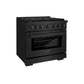 ZLINE Paramount 36" 5.2 cu. ft. Gas Range with Convection Oven and 6 Brass Burners in Black Stainless Steel, SGRB-BR-36