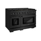 ZLINE Paramount 48" 6.7 cu. ft. Gas Range with Convection Oven and 8 Brass Burners in Black Stainless Steel, SGRB-BR-48